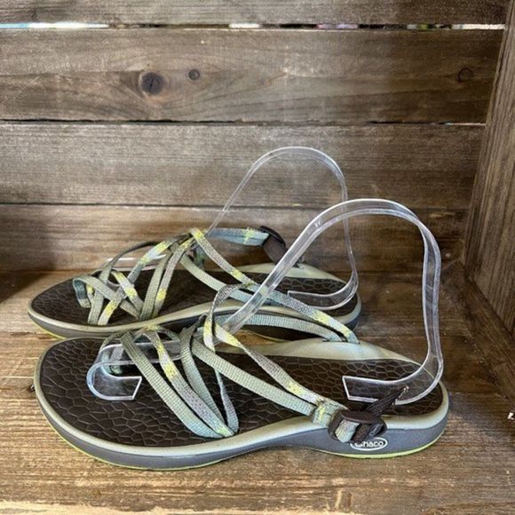 Womens Chaco Green Slip On Comfort Walking Hiking Sandals Slides Size 7 M GUC - Picture 2 of 6